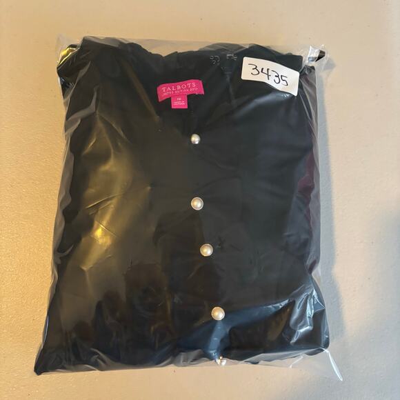 Talbots Women 16 Black Limited Edition Ribbon Pearl Button Casual Sheath Dress - Picture 12 of 12